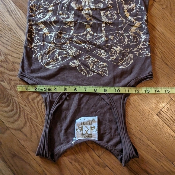 Royal Plush‎ Small Brown Tank Top w/ Gold Graphic - Picture 7 of 7